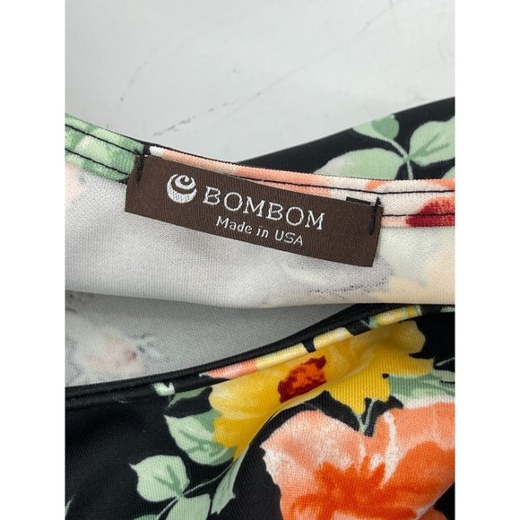 BomBom Women's Short Sleeve Black Floral Stretch A Line Dress Size Small - Picture 6 of 12